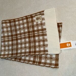 Timberland Brown and Cream Plaid Knit Scarf